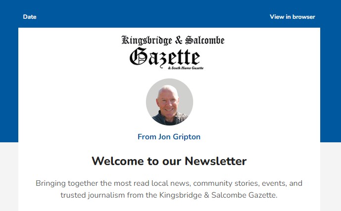 Kingsbridge & Salcombe Gazette newsletter sample