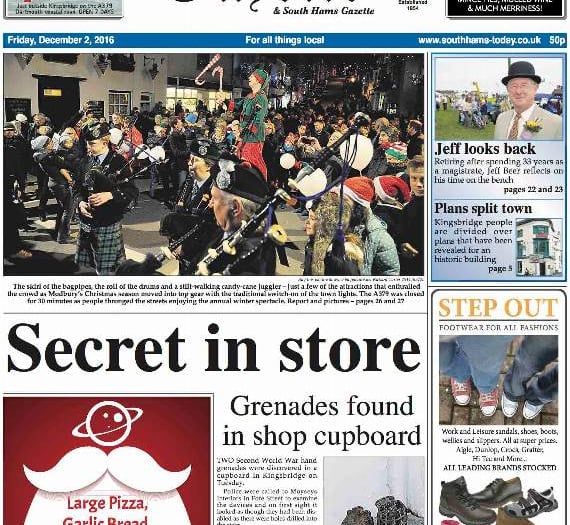 This week's Kingsbridge and Salcombe Gazette front page