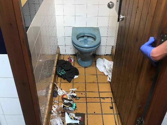 Shocking pictures of drug abuse in public toilets