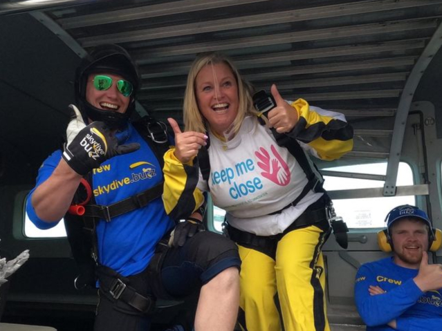 Jackie about to skydive