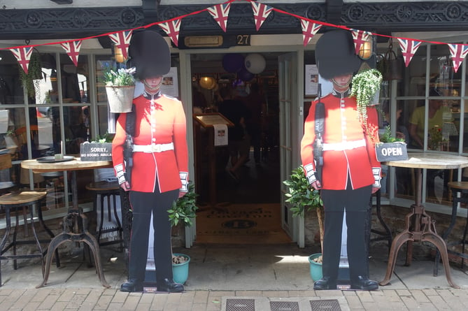 soldiers guarding Bayards Cafe in Dartmouth 
