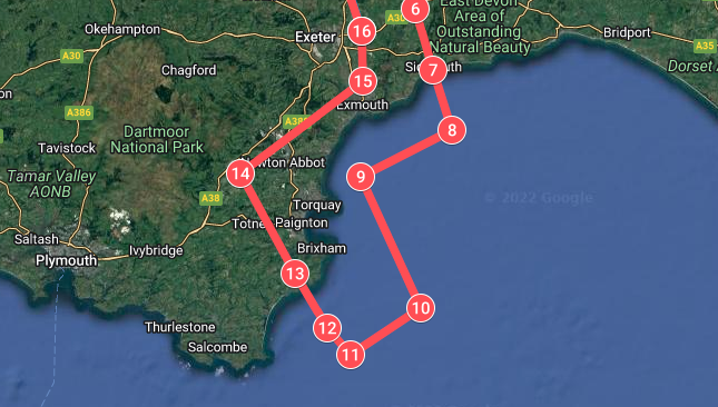 The Red Arrows route over the South Hams
