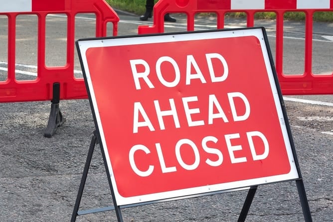 Road closed sign