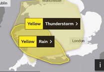 Yellow warning of heavy rain for Devon this evening