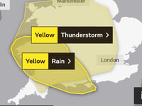 Yellow warning of heavy rain for Devon this evening
