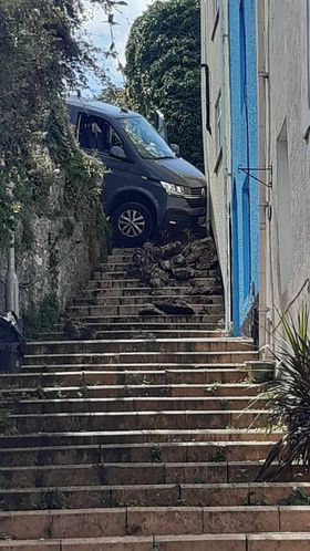 Car trapped in Brixham