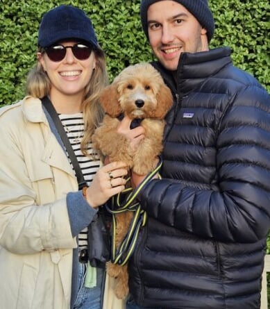 New owners Alexandra and Myles with their puppy Willow 