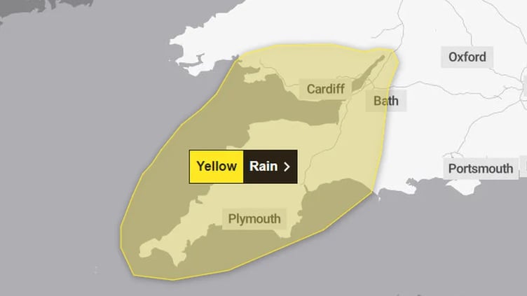 The Met Office has issued a Yellow weather warning for rain across the region