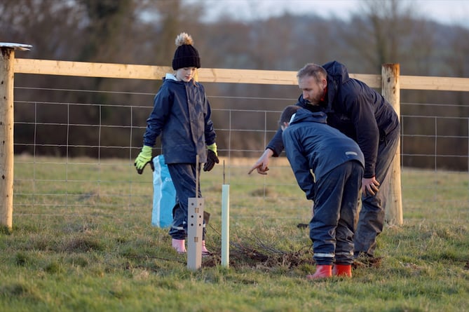 Children planting trees with The Woodland Trust.
