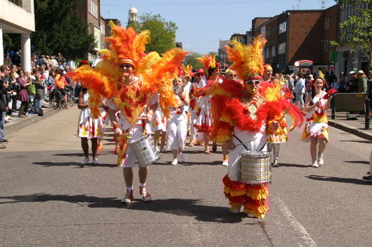 Street Heat samba band will return to Exeter Pride this year.  AQ 6405