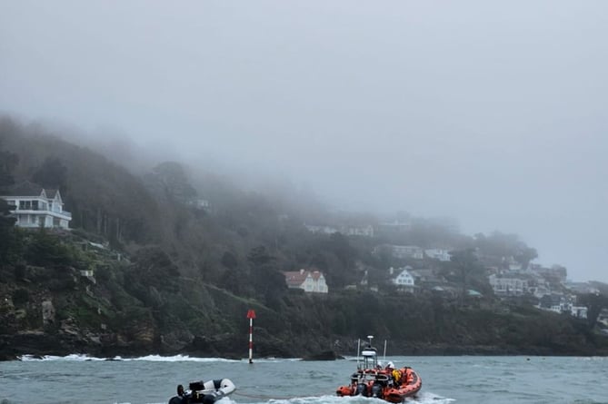 The capsized RIB was towed into Salcombe