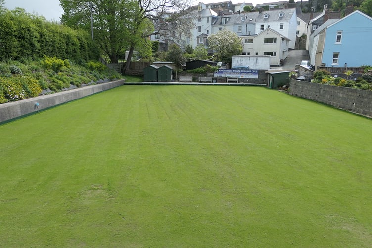 Kingsbridge Town Bowls green stock image
