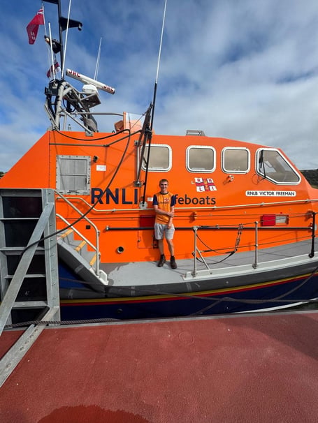 Tyler Hersey on board the RNLB Victor Freeman