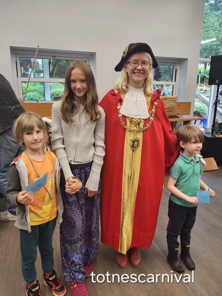From Left Sylvan and Amelie Licinio; Cllr Mayor Emily Price; Rupert Jacobs