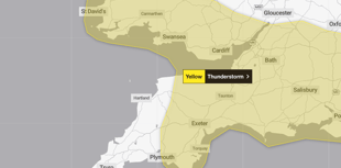 Thunder and lightning across Devon as Met Office issue warning