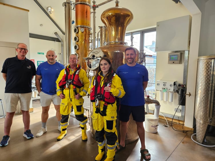 Members of Salcombe RNLI and Salcombe Gin