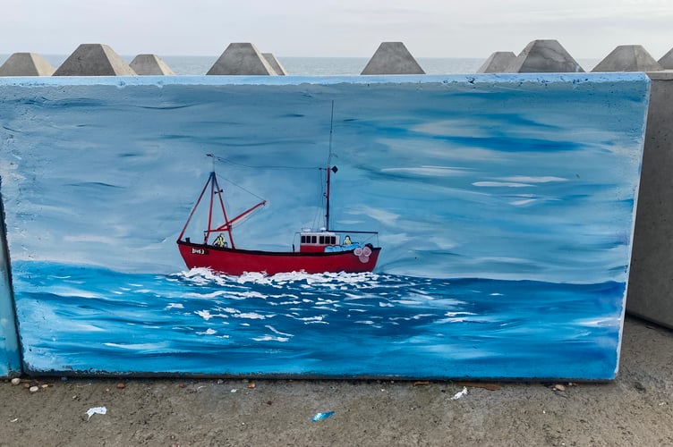Panel featuring the Britannia of Beesands fishing boat