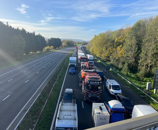 Overturned vehicle on A38