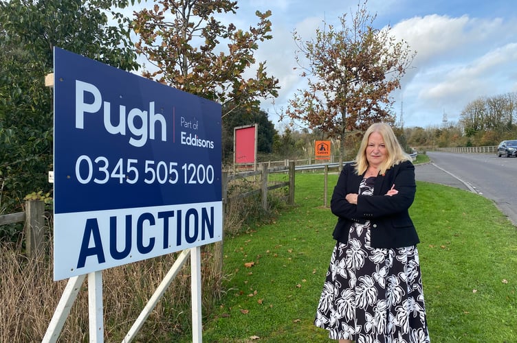 Cllr Terri Beer at the land for auction outside Gables dogs and cats home. Picture: Alison Stephenson