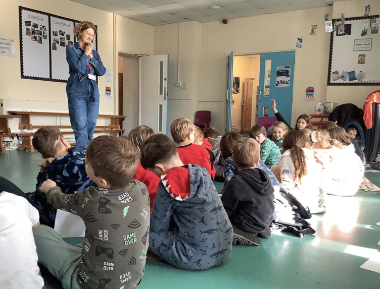 Author Emma Caroll meets the children at Blackawton Primary School