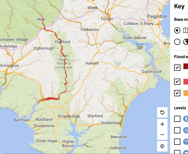 Flood warning issued for South Devon