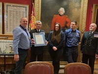 HM Coastguard receive awards from Dartmouth Mayor