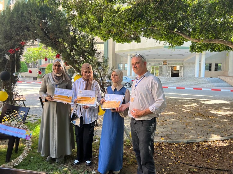 Totnes-based teacher Nick Bilbrough initially set up the Hands Up project to teach English to Palestinian children