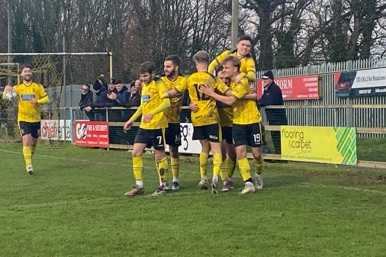 Buckland Athletic got back to winning ways as they dispatched St Blazey 5-1 at Homers Heath. Photography by Jamie Rooke.