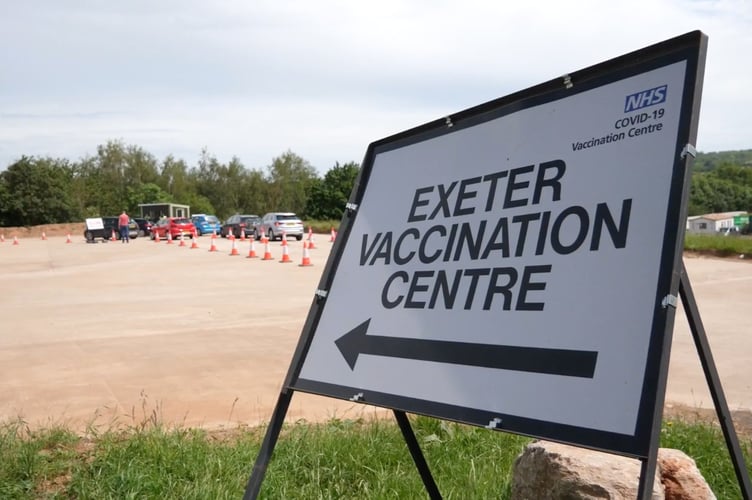Exeter Vaccination Centre at Greendale Business Park during the Covid-19 pandemic