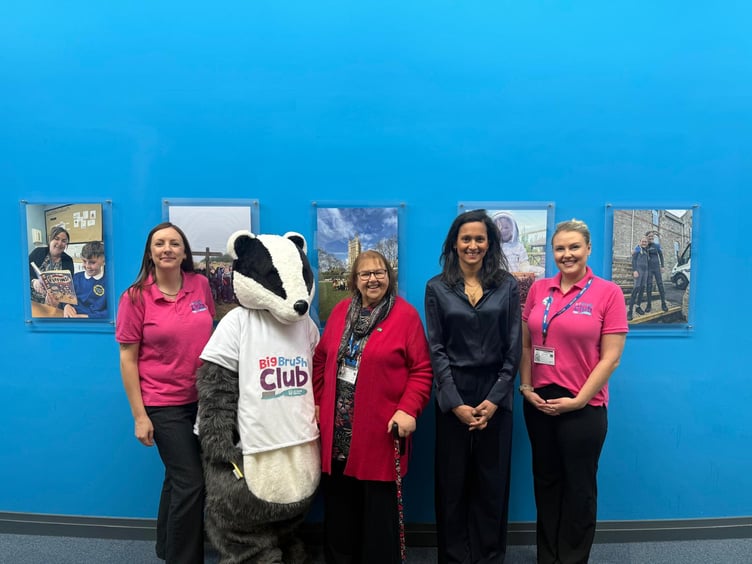 L-R Clare Foster, Bob the Badger, Mary Aspinall, Reena Patel and Anna Mansfield
