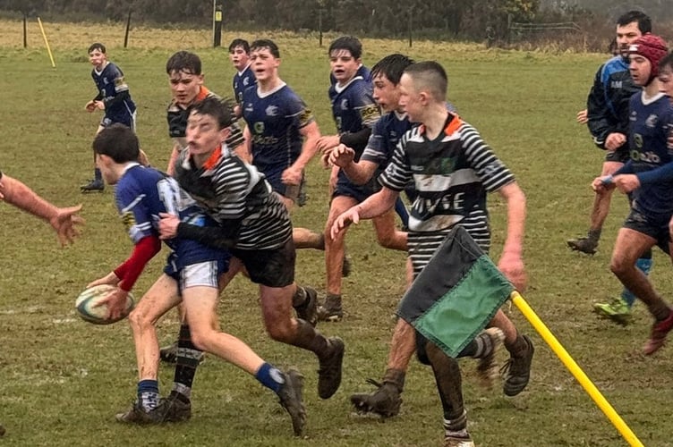 Muddy action for Kingsbridge U14s vs Plymouth Argaum