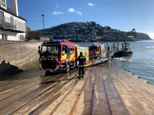 Fire crews catch ferry to fight hotel blaze