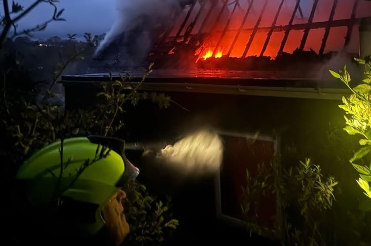 Fire fighters from throughout West Devon tackle roof fire in a Kilworthy Hill home in Tavistock