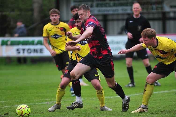 South West Peninsula League Premier East. Bovey Tracey versus Stoke Gabriel & Torbay Police. A 5-2 home win for Bovey