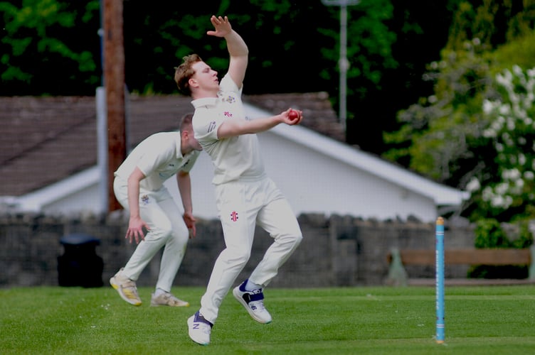 Devon Cricket League B Division. Bovey Tracey 2nd XI versus Ivybridge 1st XI. Bovey bower Harry Pitman