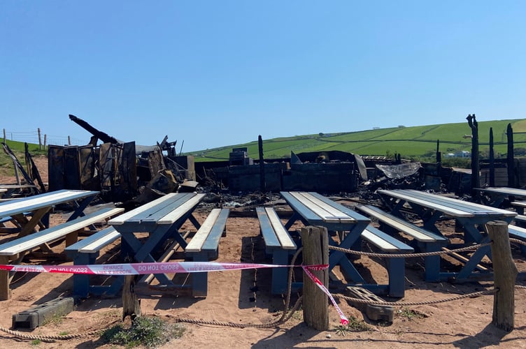 Burnt remains of Beach Hut restaurant