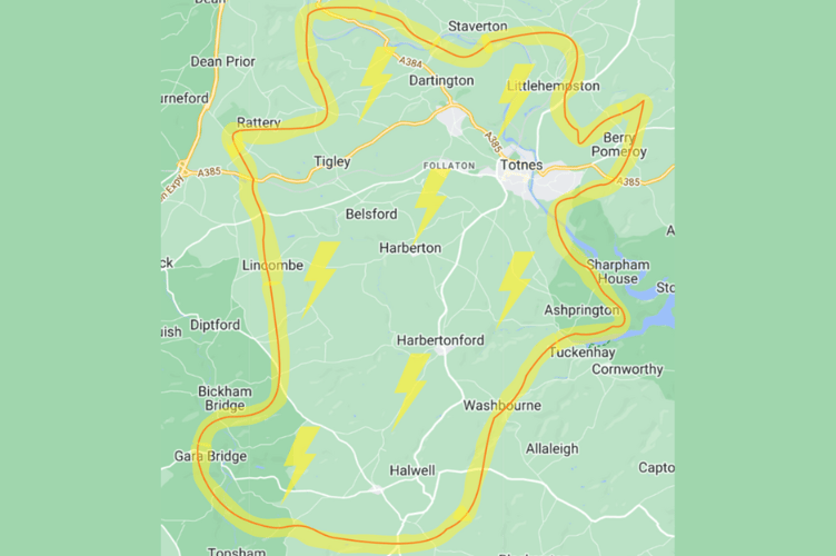 Totnes Substation Area Map.