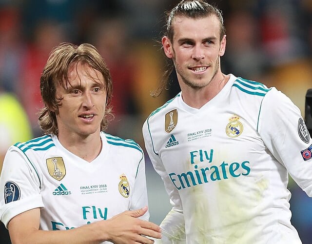 Gareth Bale (right) pictured alongside his former Real Madrid team-mate Luka Modric