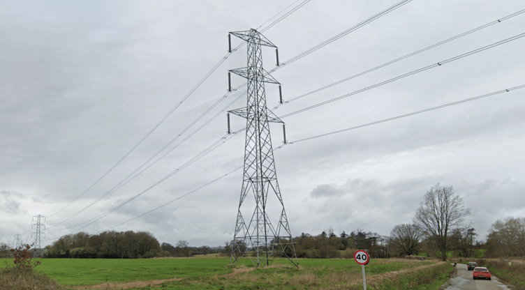 Overhead power lines crossing Nynehead Road just outside Wellington. PHOTO: Google Maps.