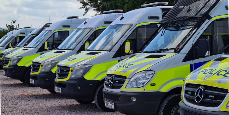 Generic pic of Devon and Cornwall Police vans lined up
