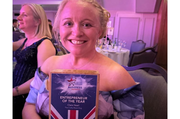 Clare Hearl. Entrepreneur of the Year winner at British Forces in Business Awards.