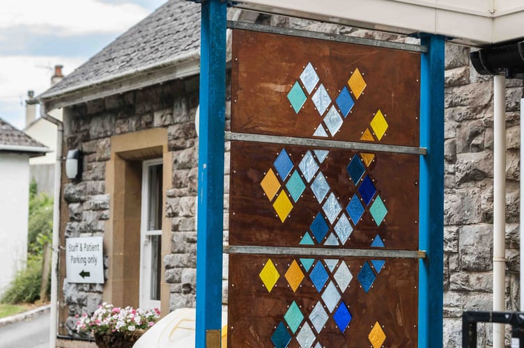 Art installation at the entrance to Ashburton and Buckfastleigh Health and Wellbeing Centre