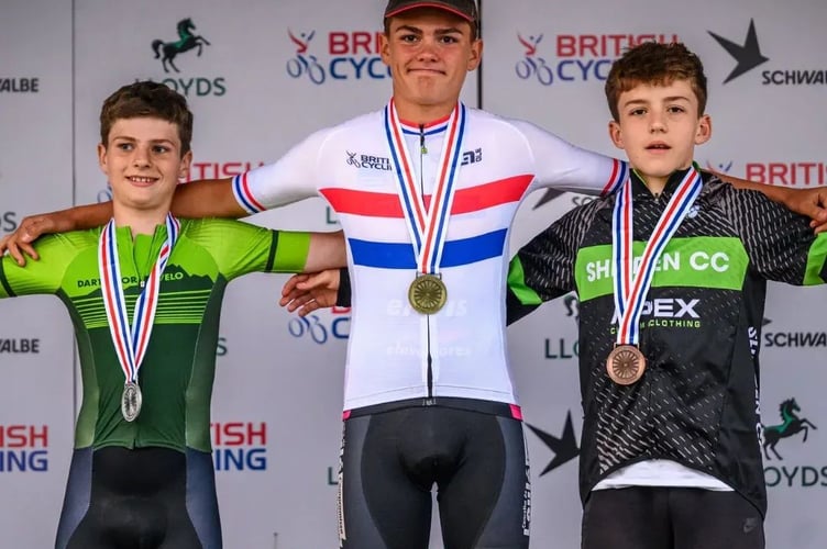 Dartmoor Velo rider Samuel Medland, 13, from Tavistock, podiumed in the short track, achieving his first national silver medal in his first year of racing at this level. 