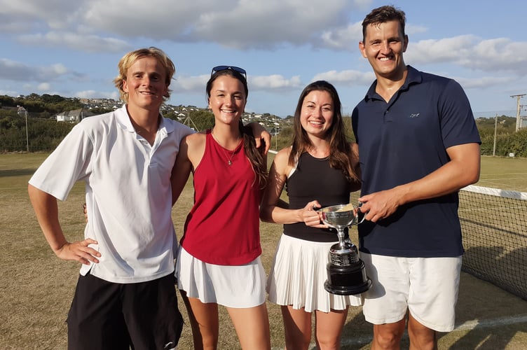 Thurlestone tennis- winners Tom & Alice with runners up Joseph & Sacha