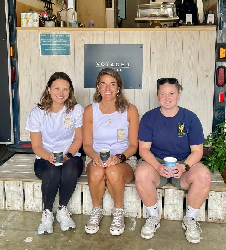 All-female rowing team Go With The Flow supported by Voyager Coffee