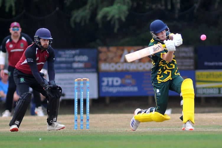 Devon Cricket League A Division. Bovey Tracey versus Barton. Bovey's Sam Havey and BArton 'keeper Steve Lewis
A 151 run win for Bovey who were put into bat by Barton and closed at 268/8 after 50 overs. BArton were 117 all out after 34.1 overs.