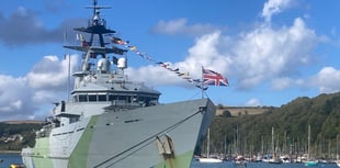 HMS Mersey anchors in Dartmouth for Regatta