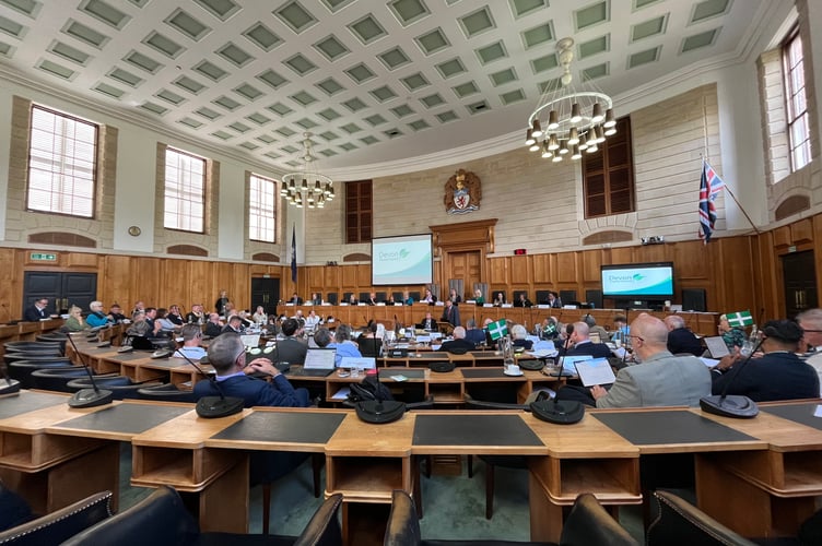 he full council meeting where Devon County Council\'s strategic plan was discussed (Image courtesy: Bradley Gerrard/LDRS).