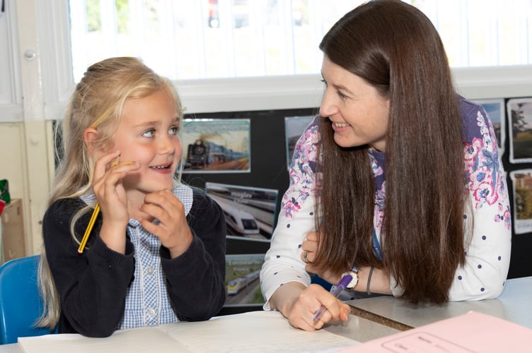 Kingsbridge Primary pupil and teacher.