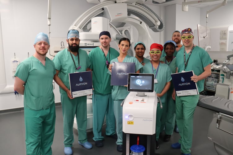Team at Derriford Hospital who treated first UK patient with laser catheter technology.